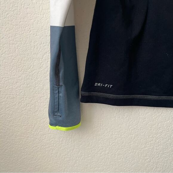 Nike Pro Gray Color Block Half-Zip Long Sleeve Top white blue neon yellow - Picture 4 of 6